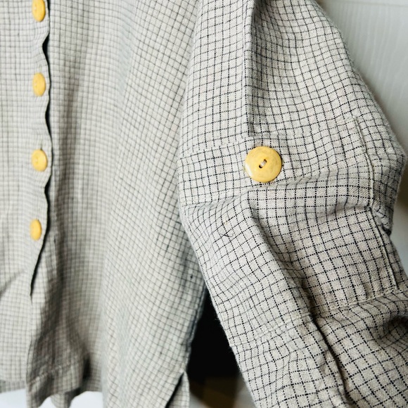 VTG Crunch Sz 1 (Large) Top Women’s Blouse 100% Linen Gray - Picture 6 of 9